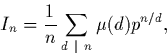 \begin{displaymath}
I_n =\frac{1}{n}\sum_{d~\vert~n}\mu(d)p^{n/d},\end{displaymath}