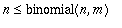 n <= binomial(n,m)